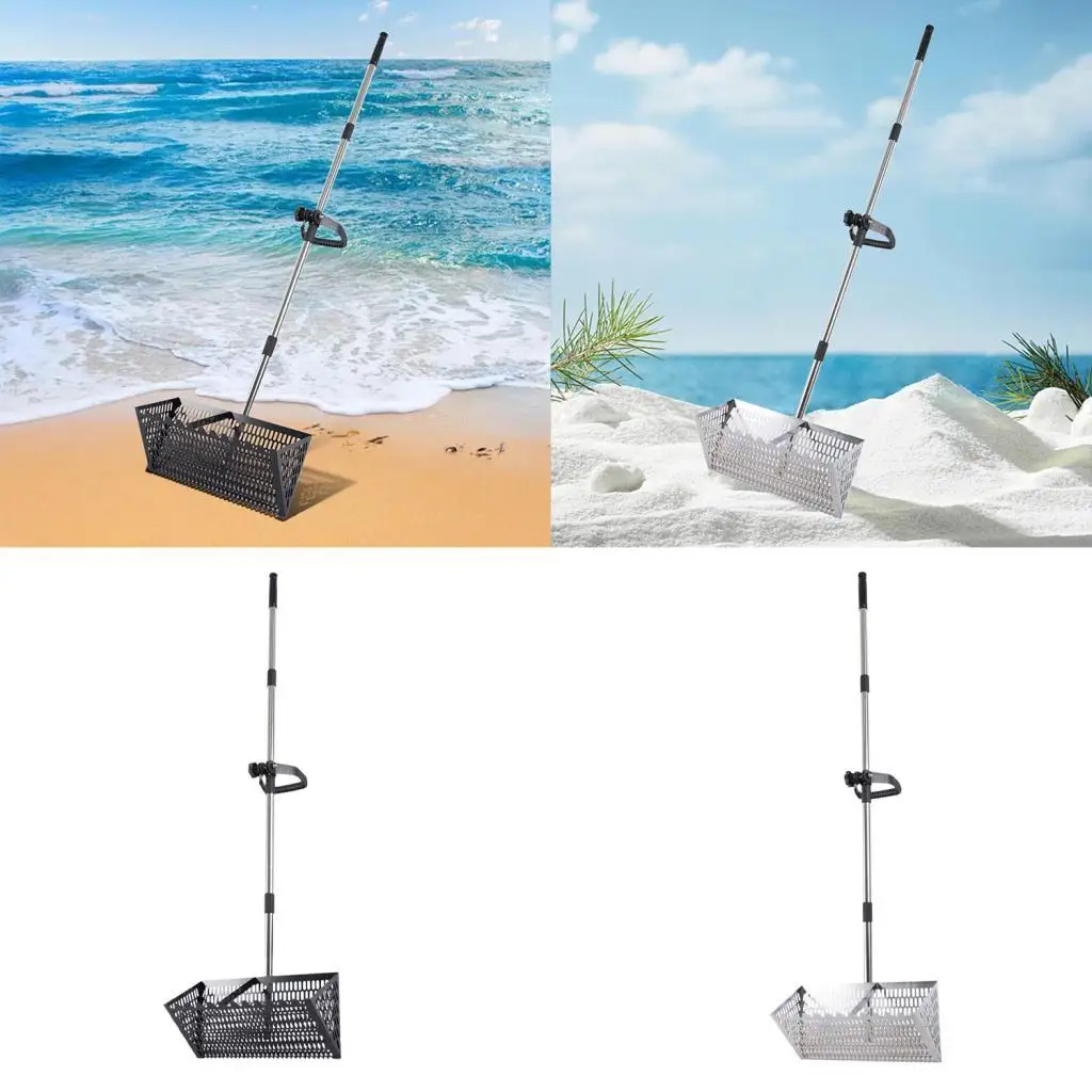 Sand Sift Rake Carbon Steel Sharp Teeth Detachable Sea Food Catcher Long Handle for Camping Outside Gardening Soil Loosening