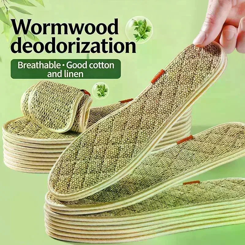 /HTF/Cotton And Linen Anti-odor Insoles Soft Soles Strong Sweat Absorption Breathability And Deodorization Mugwort