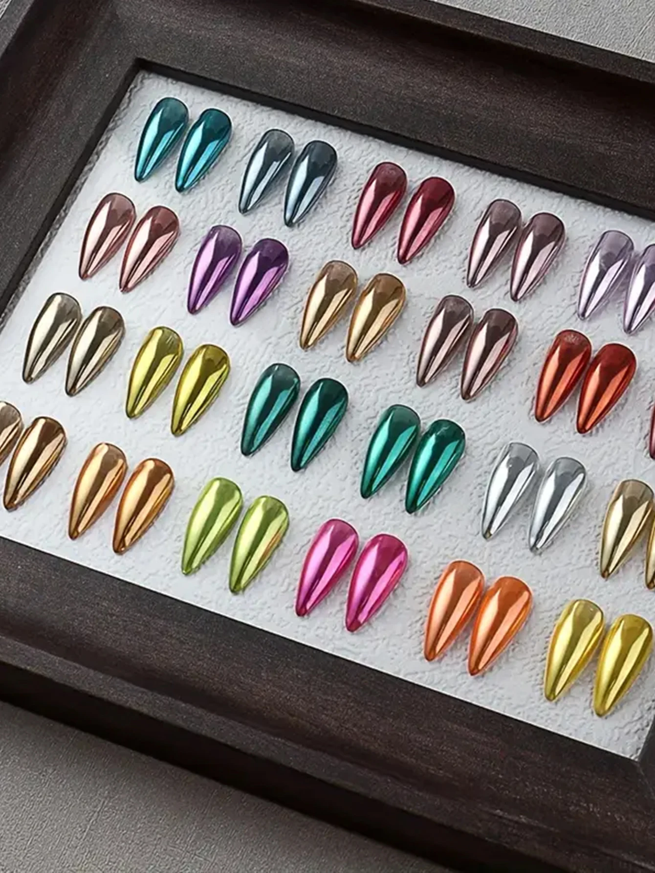 24 pçs garrafa de diamante alto espelho mágico em pó metal cromo espelho mágico fluorescente prego em pó multi-função multi-efeito imersão