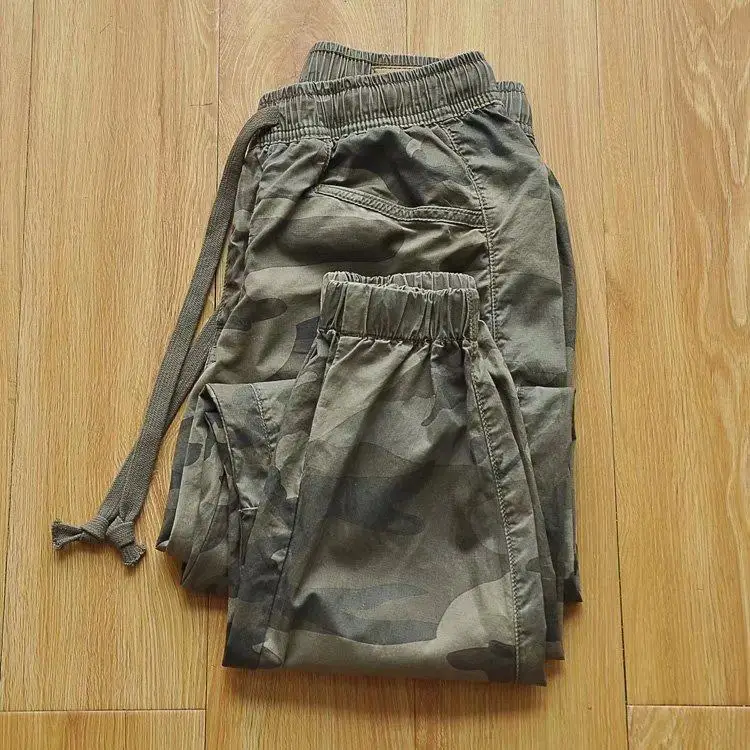 Camouflage Work Pants Men's Pure Cotton  Welding Heat Resistant Labor Protection Loose Wear for Spring Autumn And Summer