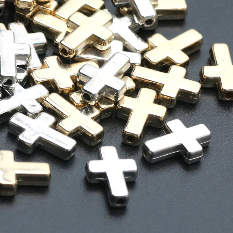 KC Gold Color Cross Beads CCB Spacer Beads Necklaces Bracelet 50pcs Acrylic Beads For Jewelry Making DIY Handicrafts Accessories