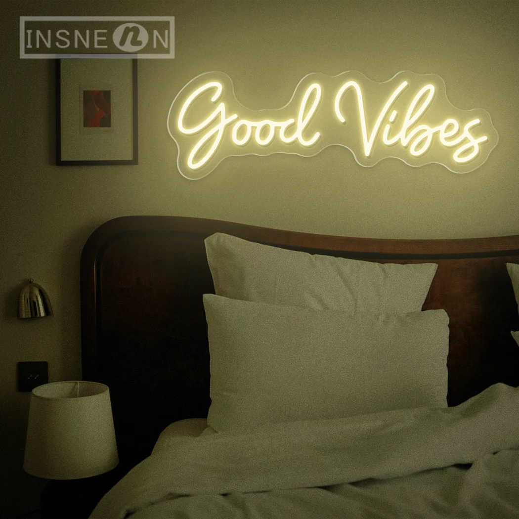 Good Vibes Led Neon Sign USB Powered Bright Night Light For Wall Art Game Room Bedroom Home Party Christmas Decor Lamp Signs