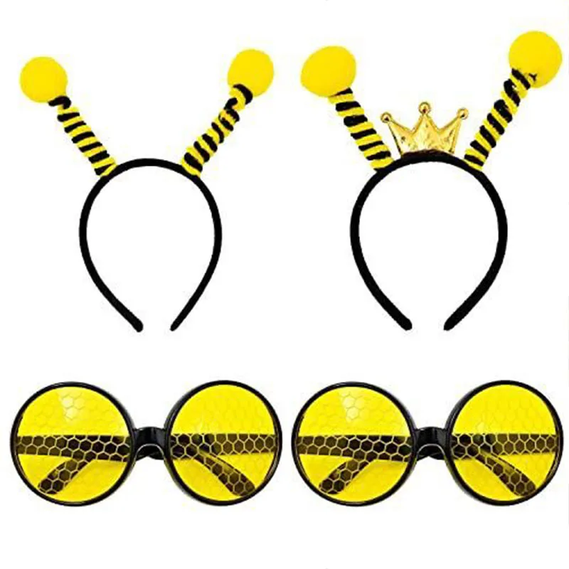 1PCS Cartoon Kids Girl Hairband Glasses Ladybug Bee Ants Party Cosplay Hair Accessories Bow Crown Headwear