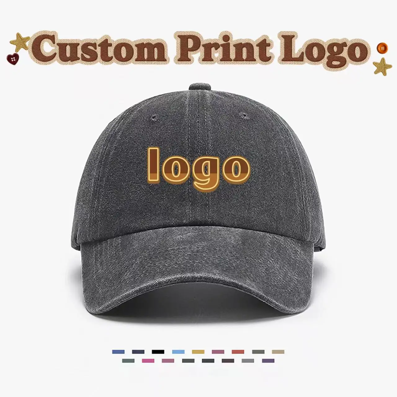 Customized Printed Logo Retro Soft Top Washed Duck Tongue Caps Men's And Women's Outdoor Sunshade Fashion Versatile Baseball Hat