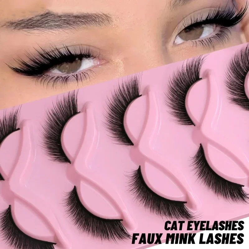 5 paia Ciglia Cat Eye Ciglia finte visone Ciglia con estremità alate Ciglia allungate Ciglia finte Estensione ciglia lunghe naturali