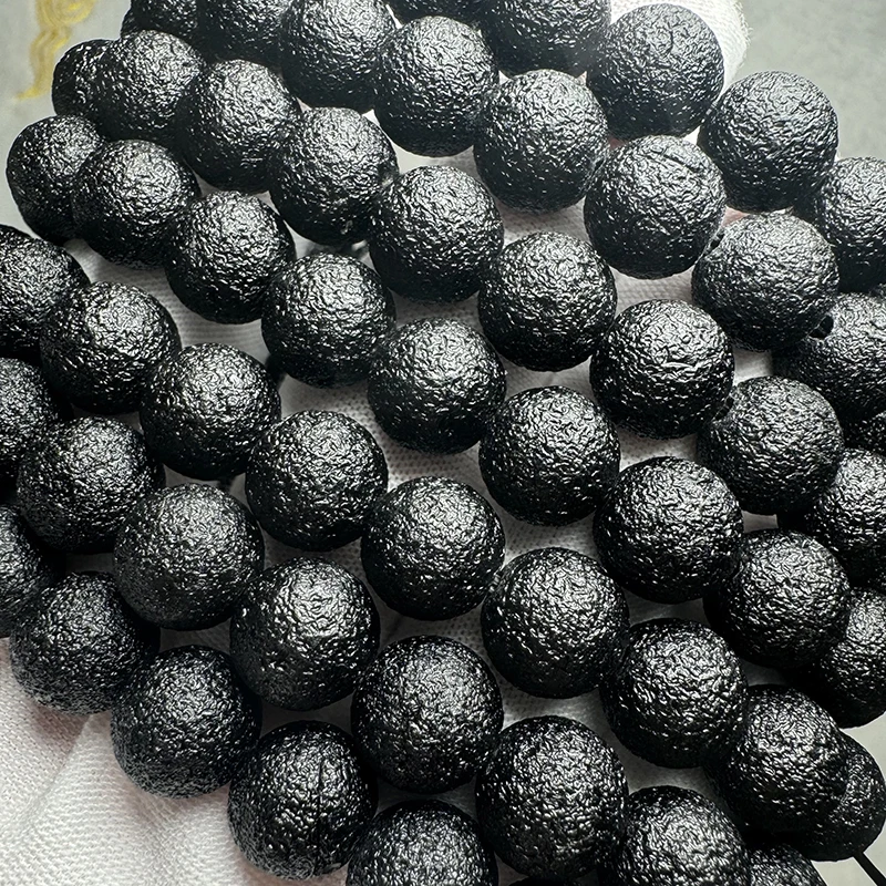 Meihan Wholesale Natural Thailand Black Meteorite Gem Stone Bracelet Round Loose Beads For Jewelry Making Design Gift