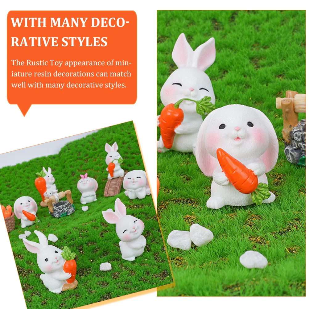 

12 шт. украшения из моркови, фигурки кроликов, домашний декор, деревенский цветочный горшок, кролики, милый аксессуар в виде кролика из смолы, украшения для дома