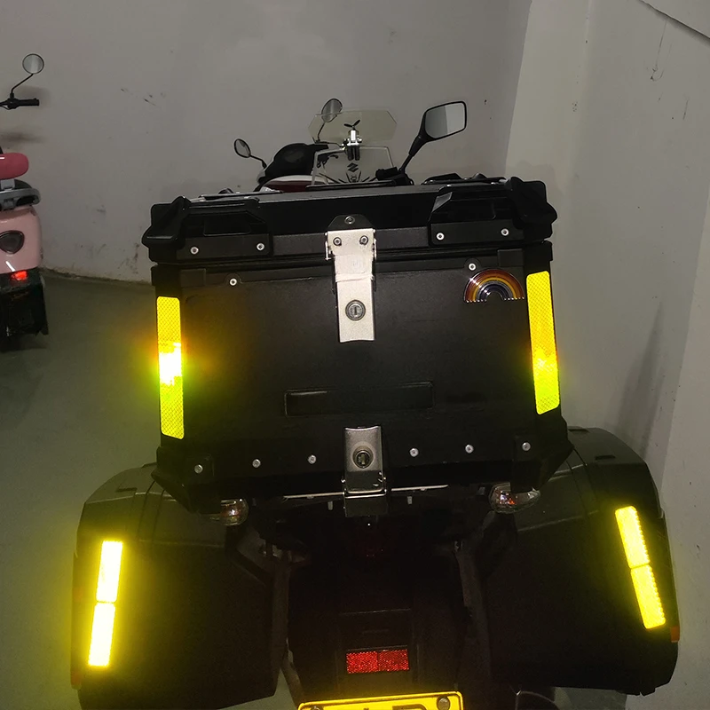 4PCS Reflective Strips Night Safety Warning Motorcycle Stickers for Motorbike Helemet Box Fuel Tank Scooter Decals Decoration image 4