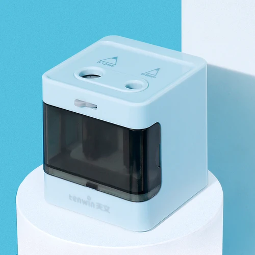 Imagen 2 del producto Sacapuntas eléctrico automático Tenwin, mini sacapuntas Usb de doble potencia, suministro de papelería para estudiantes de escuela para lápiz de 6-12mm