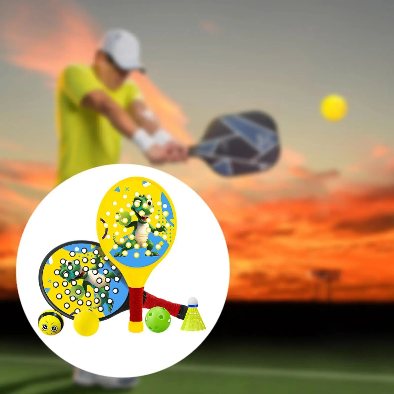 Children’s Padel Racket Set Lightweight Beach Tennis Kit Training Tennis Rackets Shock Absorbing Handle for Outdoor Party