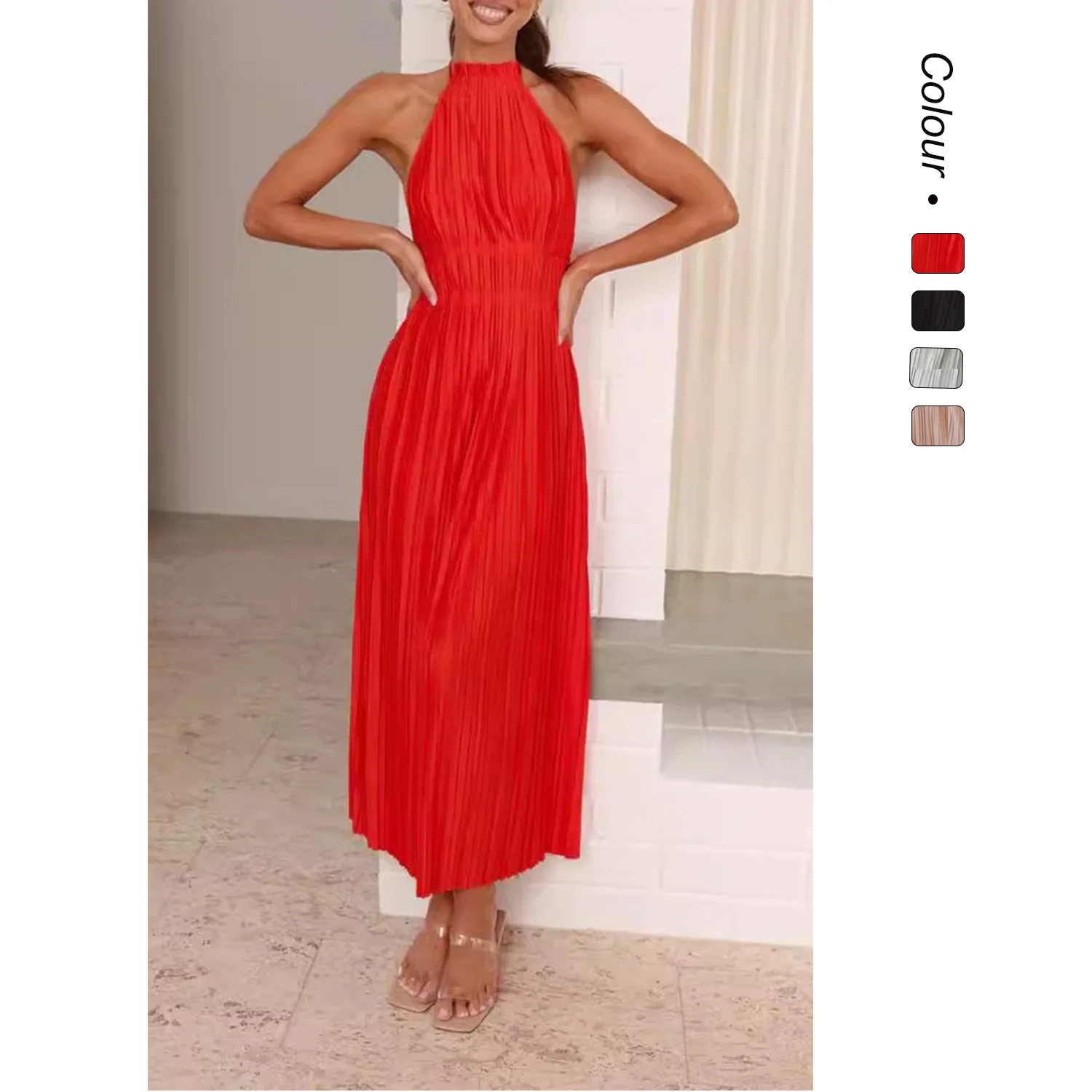New AliExpress Summer European and American Fashion Comfortable Sleeveless Long Dress 035