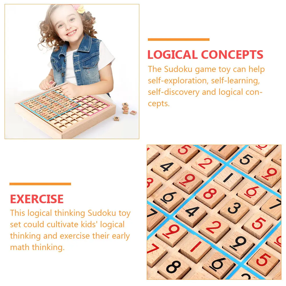 1Set Kids Sudoku Plaything Wood Arithmetic Learning Tool for Early Enlightenment Self-Discovery Logical Concepts Math Cognition
