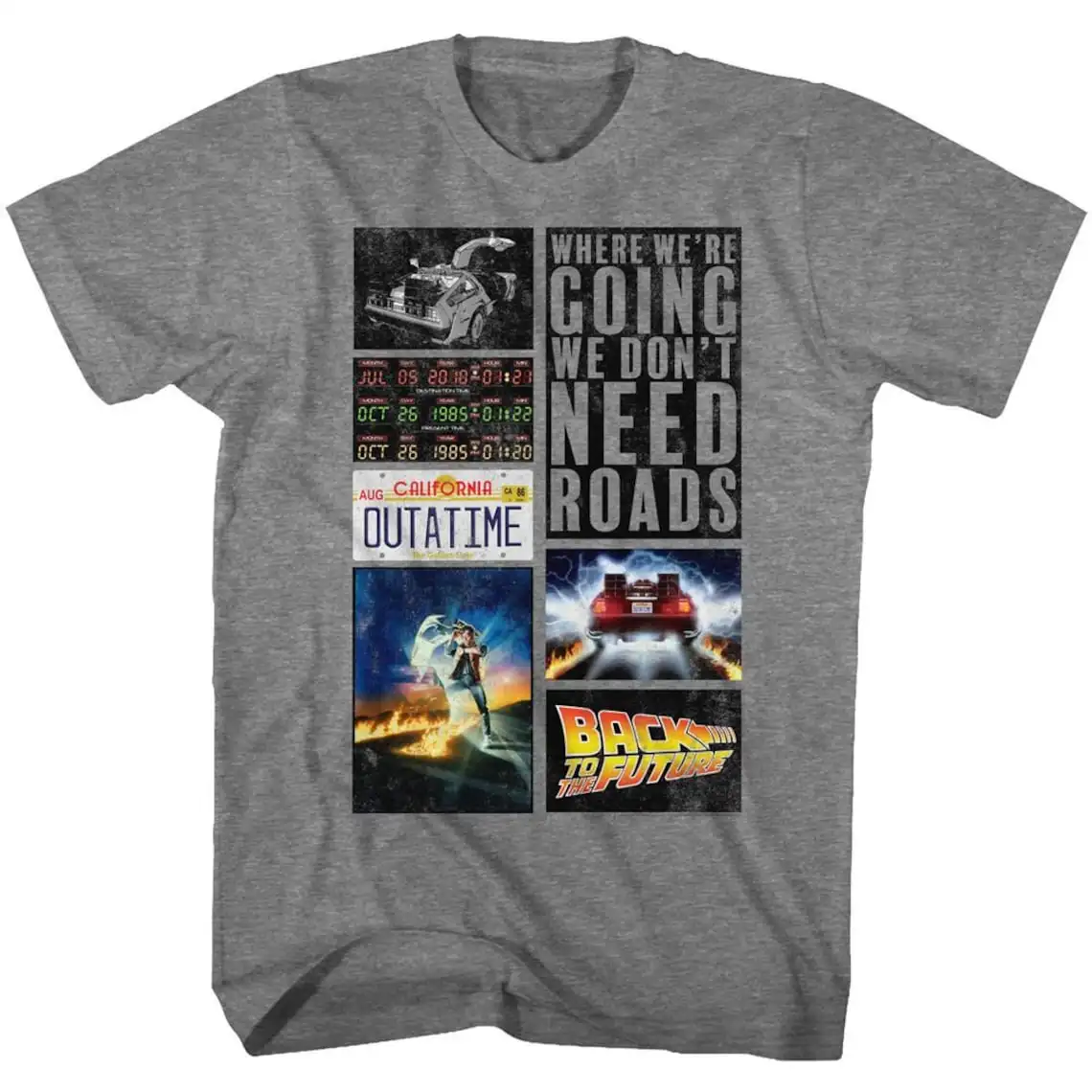 

Back To The Future Hits Graphite Heather Adult T-Shirt Combine Fun Printed Men's And Women's Short Sleeve T-shirts Tees