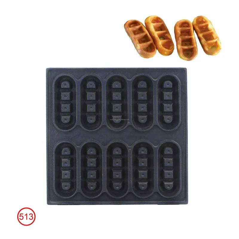 Commercial 12 Hole Waffle Maker Automatic Stainless Steel Non Stick Baking Pan Long Shape Energy Saving Electric Machine for