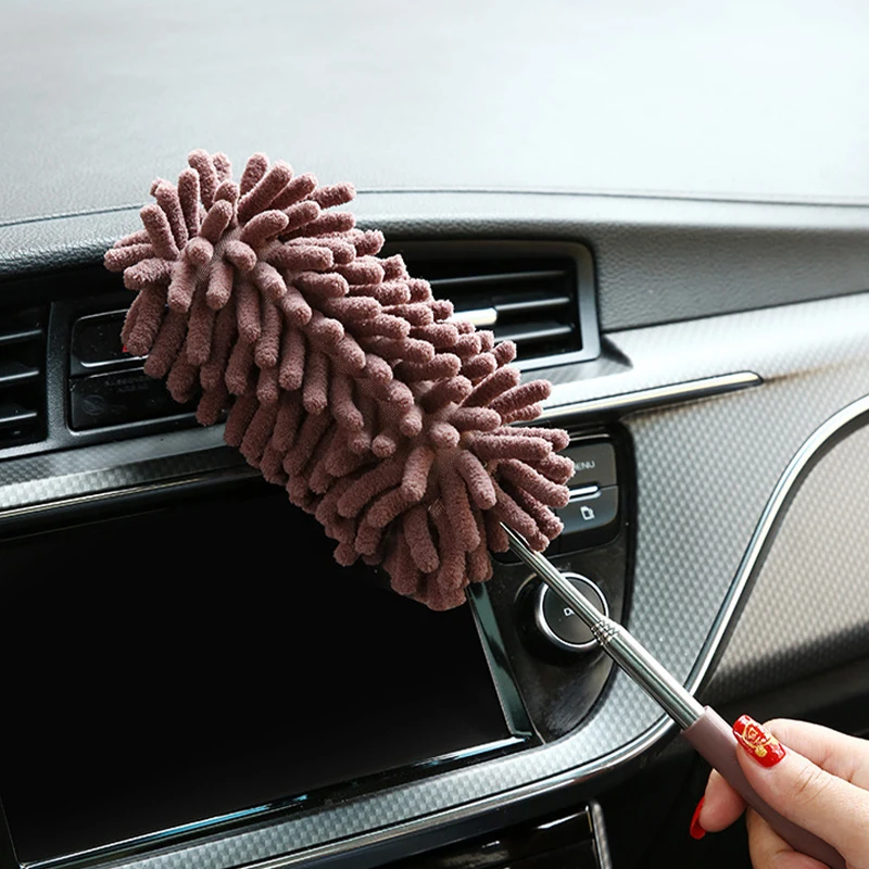 Car Home Telescopic Lengthen Duster Brush Auto Interior Dust Brushes Stainless Steel Dust Brush Ceiling Clean Multifunction