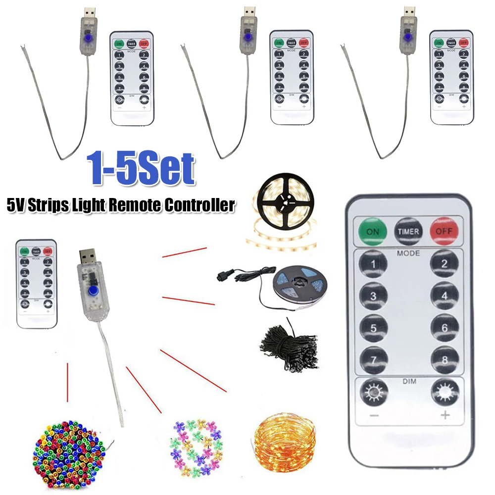 

Пульт дистанционного управления для светодиодных лент 5В, замена пульта для LED-лент, для рождественских вечеринок, подходит для 100/200 светодиодов, для улицы и сада