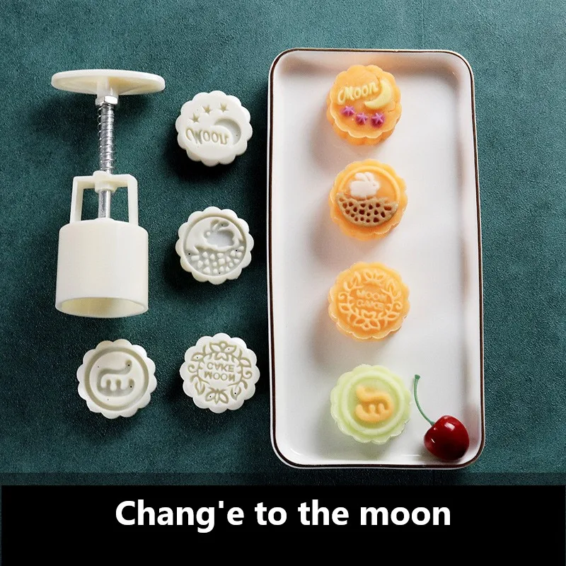 Hand Press Cookie Stamp Moon Cake Decor Mould Barrel Mooncake Mold 75g Pastry Tool -Autumn Festival