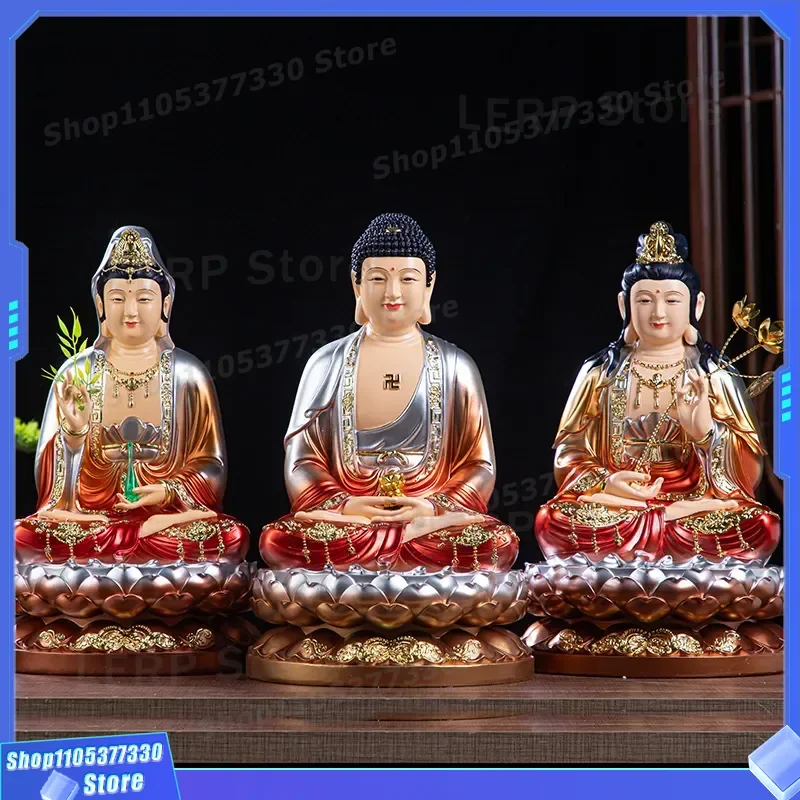 12 Inch Western Three Saints Buddha Statue Resin Avalokiteshvara Figure Home Decor 16 19 26 Inch Bodhisattva Sculpture Gift