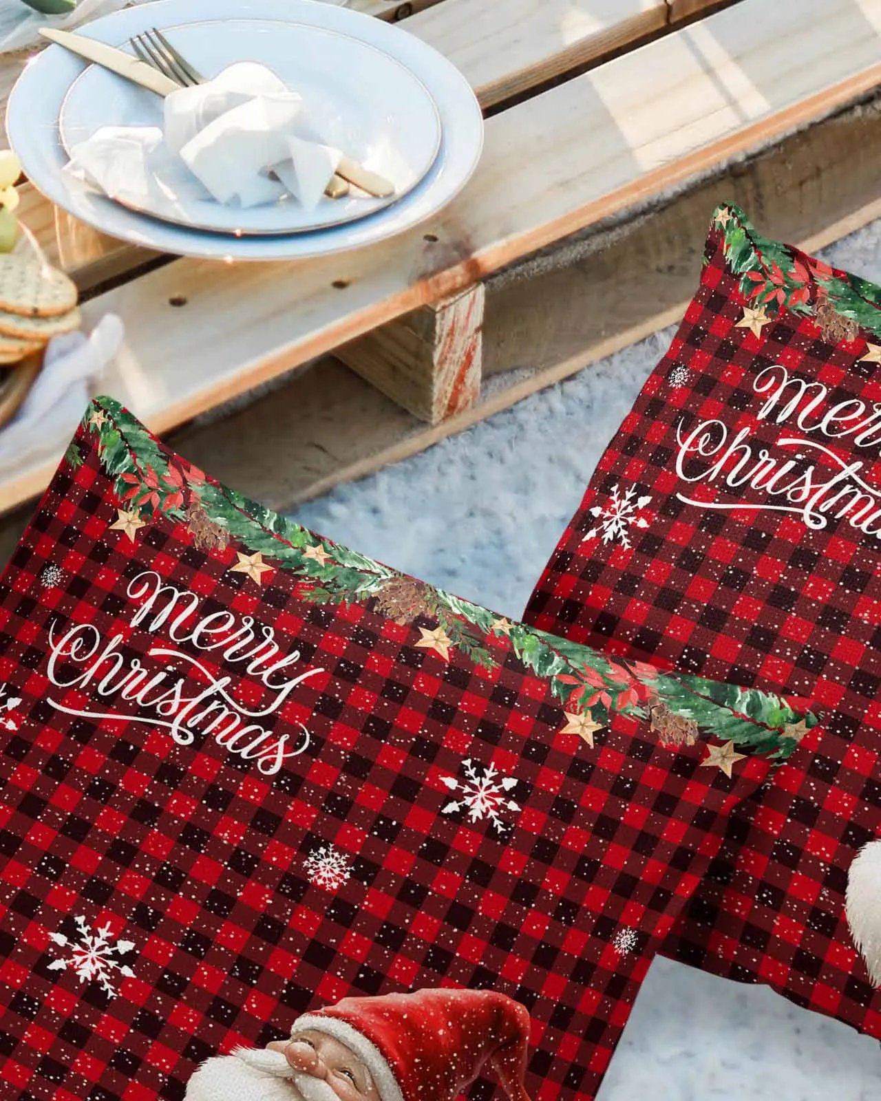 Christmas Goblin Gift Snowflakes Pillowcase Set Living Room Sofa Decor Cushion Cover Waterproof Throw Pillowcover