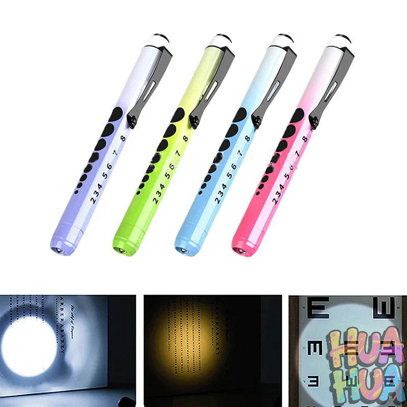 YYYYY قابلة لإعادة الاستخدام LED الطبية Penlight مصباح يدوي مع مقياس التلميذ جيب كليب القلم ضوء الشعلة مصباح للممرضات الأطباء القراءة العمل #3