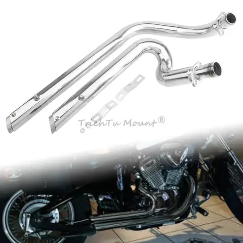Motorcycle Duals Exhaust Pipe With Muffler Removable Silenc-er For Honda Shadow VLX600 VT600C VT600CD VLX400 VT400 1988-2008