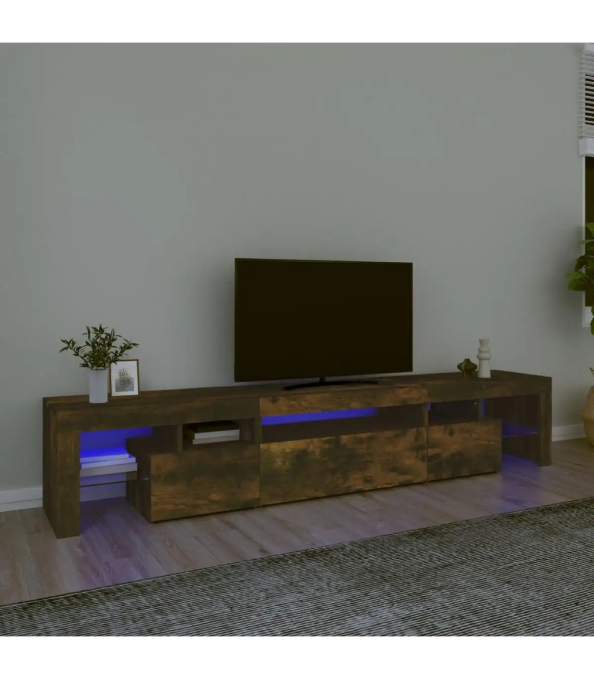 215x36,5x40 cm furniture TV furniture with LED lights smoky oak