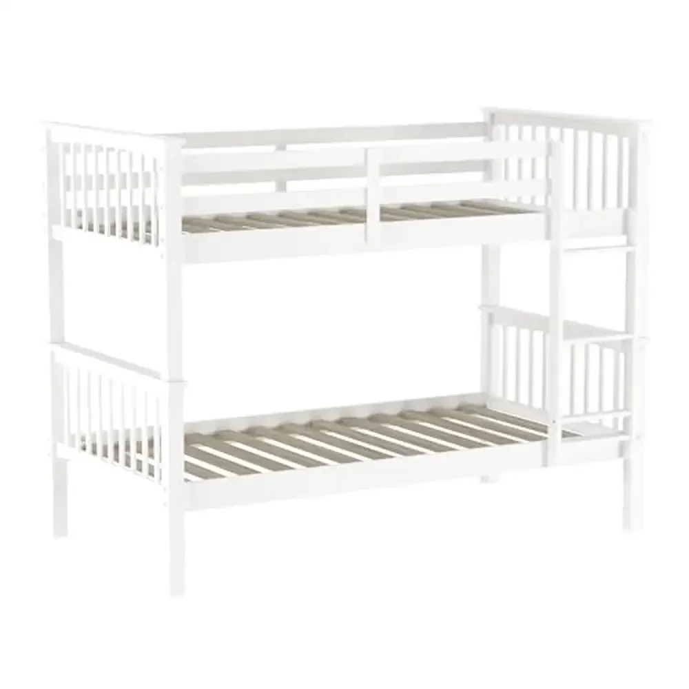 

Mission Style Solid Wood Twin Bunk Bed with Integrated Guardrails and Ladder Responsibly-Sourced Pine No Box Spring Needed 250