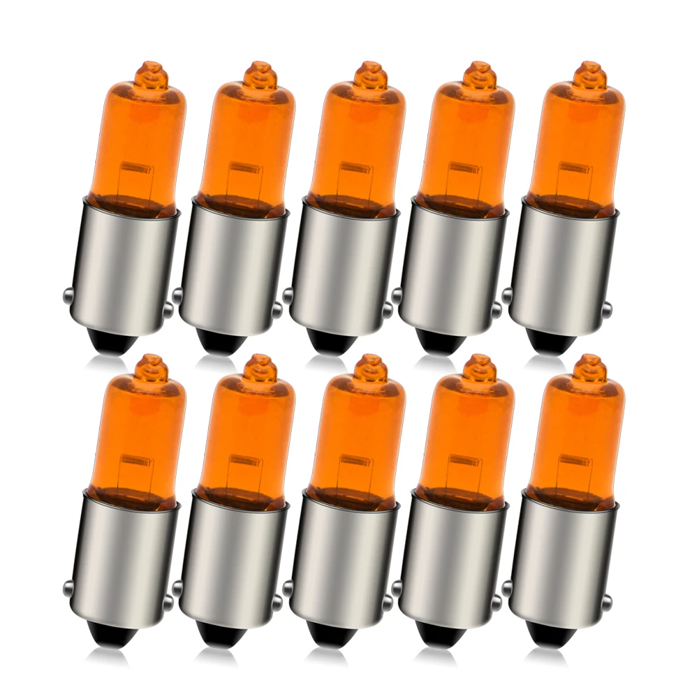 

10pcs Ba9s Halogen Bulb Amber Yellow T4W Bay9s H21W Indicator Signal Lamp 12V 21W Motorcycle Bulb ATV UTV Clearance Light ﻿
