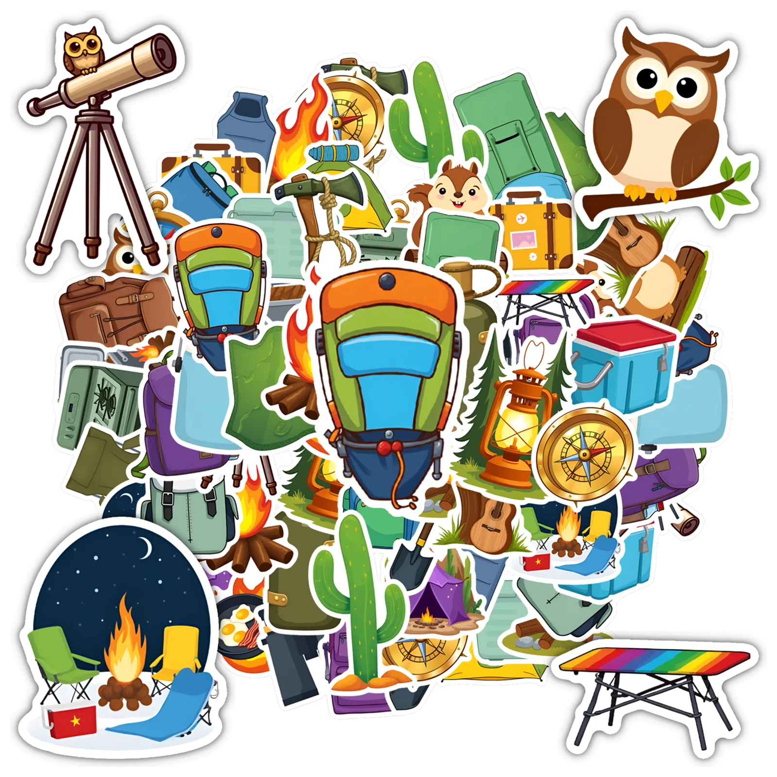 35pcs-50pcs Cartoon Exploration Stickers Cute Nature Teacher Reward Stickers Stationery Stickers For DIY Phone Laptop Scrapbook