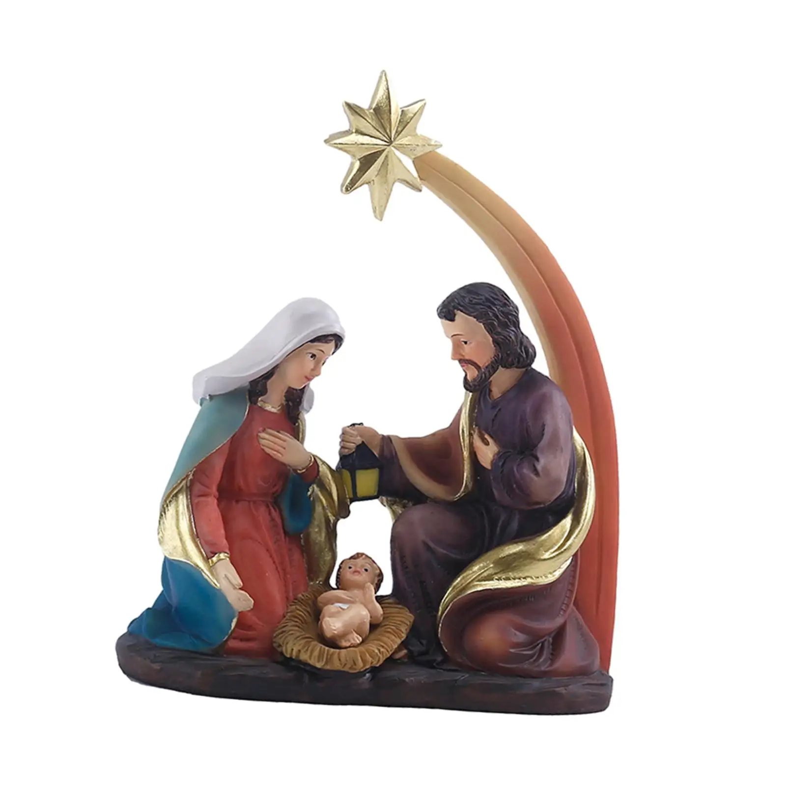 Nativity Scene Figurine Home Decor Ornament Jesus Birth Decoration Christmas Desktop Statue for Office Indoor Party Holiday