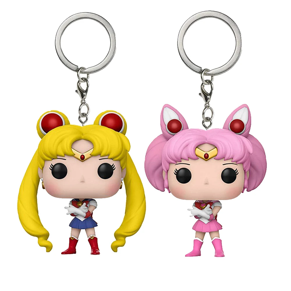 Anime Sailor Moon Keychian Cute Figure Doll Couple Bag Pendant Keyring Car Key Chain Accessories Toy Gift For Women Friends