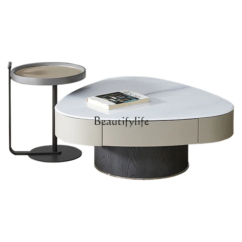 

LJYRock slab coffee table household living room simple Italian high-end triangular coffee table