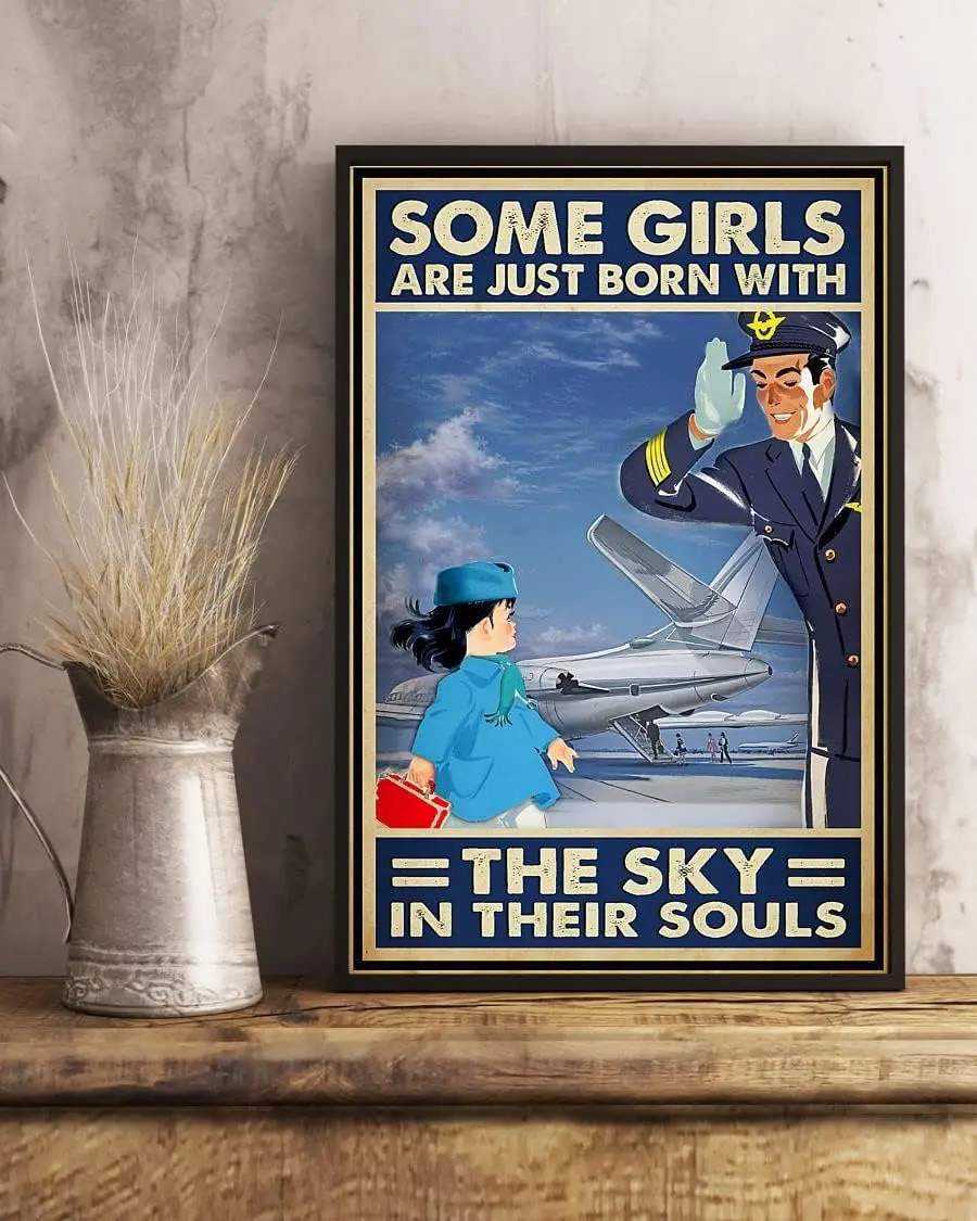 Some Little Girl Are Just Born With The Sky Retro Metal Tin Sign Vintage Aluminum Sign For Home Decor Room Metal Decor