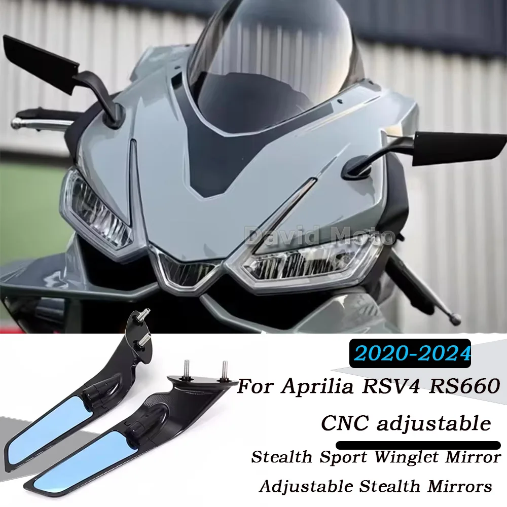 RS660 Rearview Mirror For Aprilia RSV4 RS660 2020-2024 2024 2023 Stealth Sport Winglet Mirror Kits Adjustable Stealth Mirrors