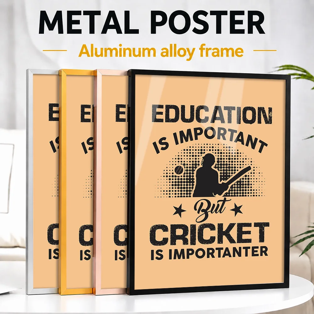 Cricket Education Funny Quote Framed Metal Print Personalized Humorous Design Wall Art For Sports Lounge And Team Locker Room