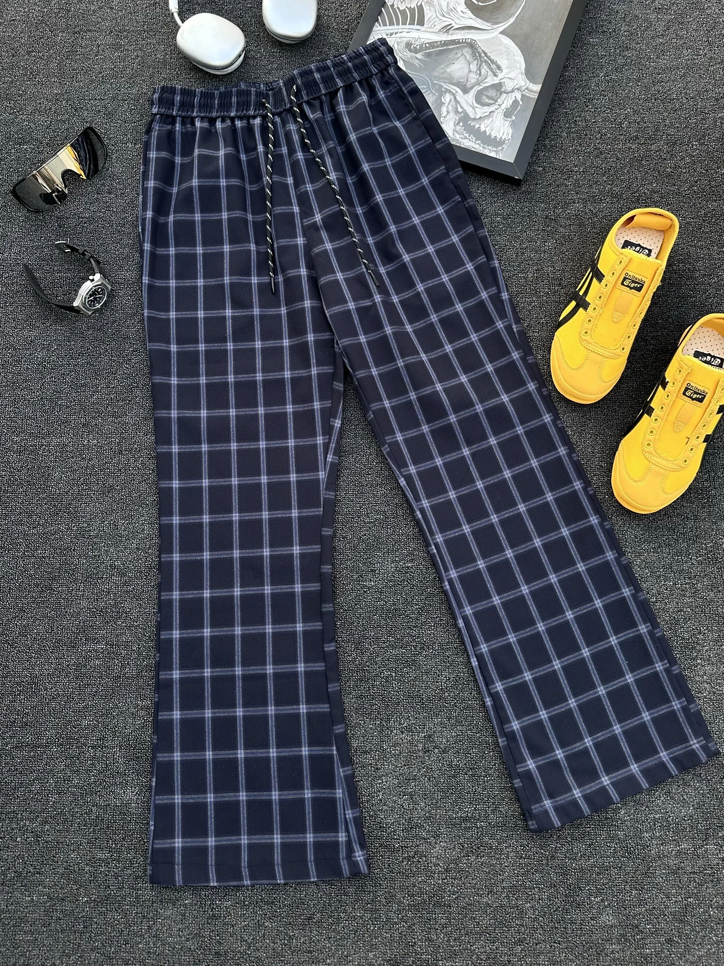 

Синие мужские летние тонкие брюки в американском ретро-стиле, свободные, повседневные, прямого кроя, из хлопка, в стиле джинсов