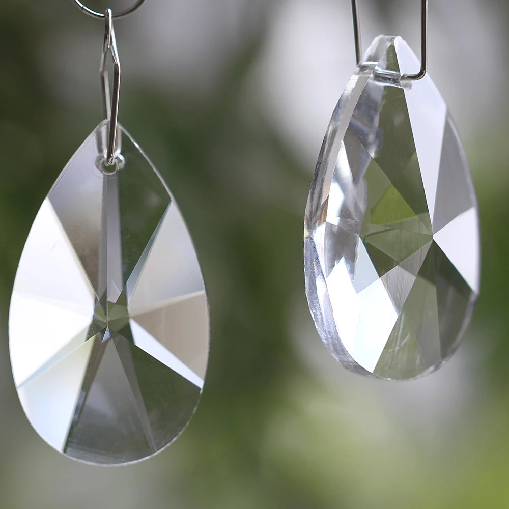 1 Pc Tear Drop Clear Glass Crystal Prism Pendant Chandelier Sun Catcher Chandelier Pendant DIY Curtain Scattered Beads 50MM