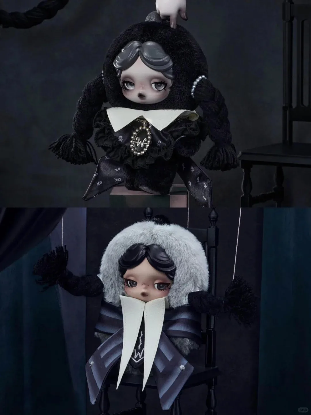 Pop Mart جديد أصلي Skullpanda × الأربعاء صندوق أعمى لطيف (إصدار موحد للكلية Nefermore) هدية عيد ميلاد مفاجئة