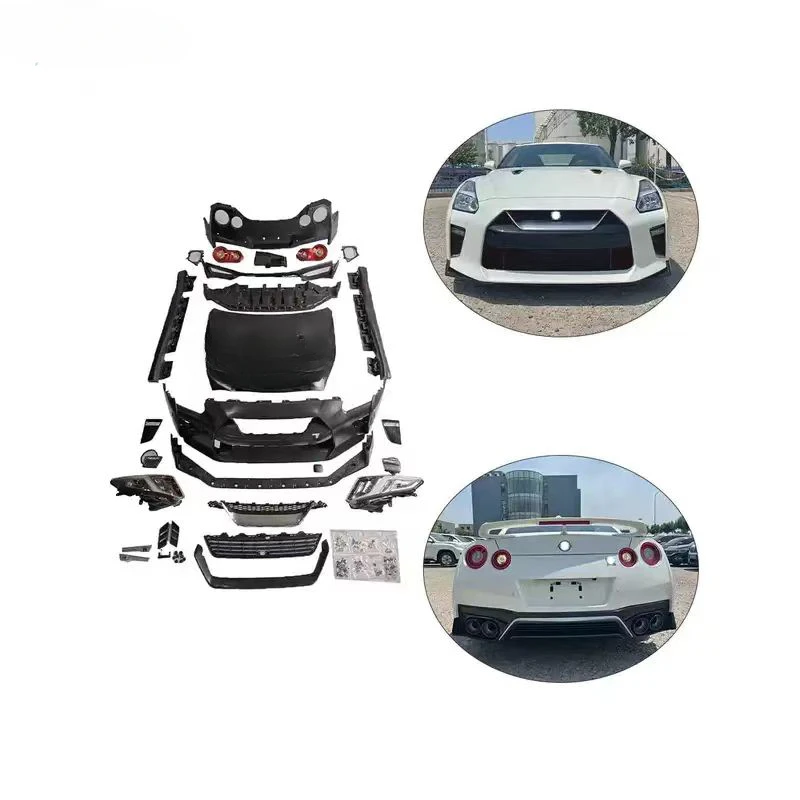 Car body kit for Nissan GTR 35 upgrade Bumper front Rear Lip Engine Hood LED Headlights front face bodykit