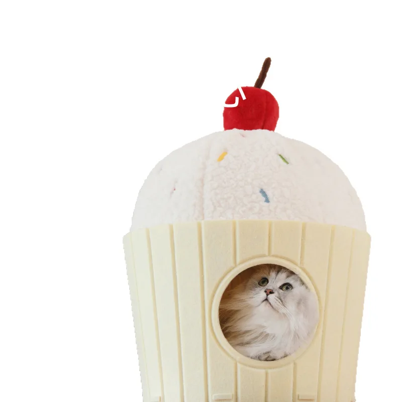 Cama nido de fieltro con forma de muffin para gatos – Cueva cálida - imagen 4