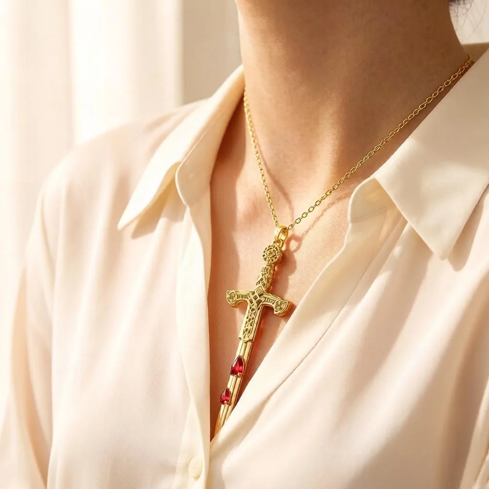 Pendant Gold Sword Brand New Summer Fine Jewelry Vintage Design Accessorie 925 Sterling Silver Gift For Women Men