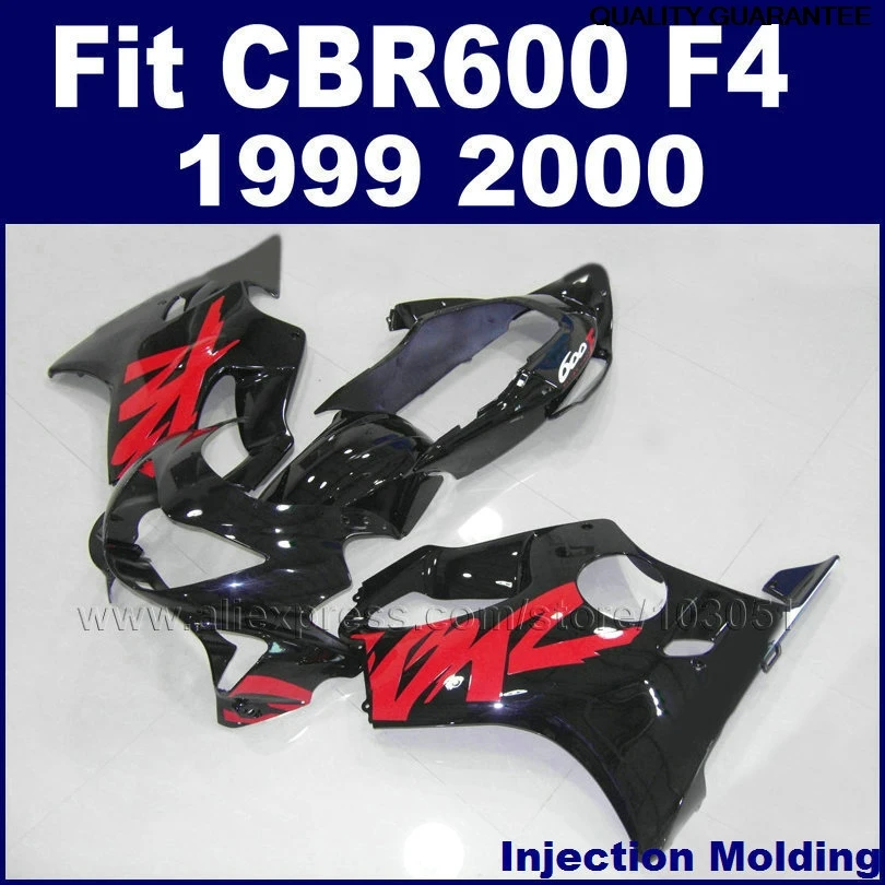 

Injection motorcycle fairing sets for HONDA 1999 CBR600 F4 2000 CBR600F4 99 00 CBR600F black red fairngs body parts
