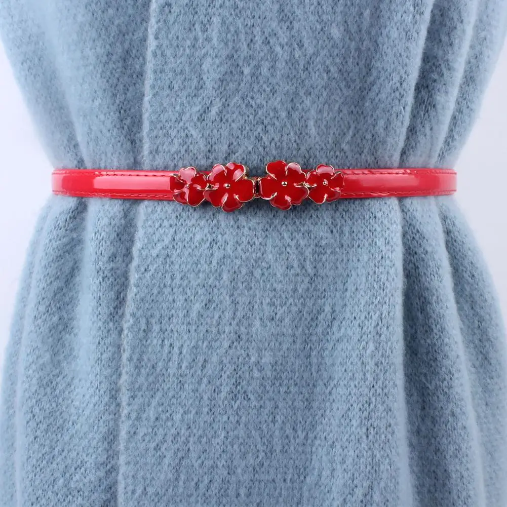 حزام نسائي رقيق من الجلد الصناعي ، حزام قابل للتعديل ، ديكور ، نحيف ، فستان صيفي ، حزام جينز