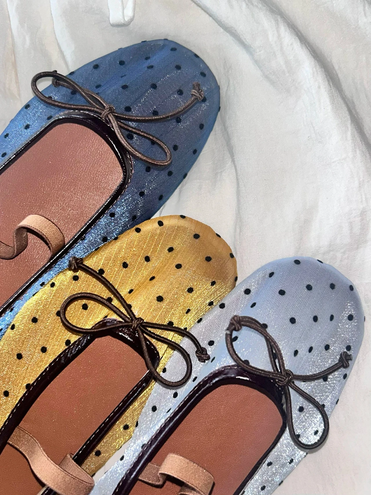 Mesh Polka Dot Ballerinas 2026 Frühling Neue Vielseitige Flache Weiche Flache Schuhe mit Französischer Schleife für Damen