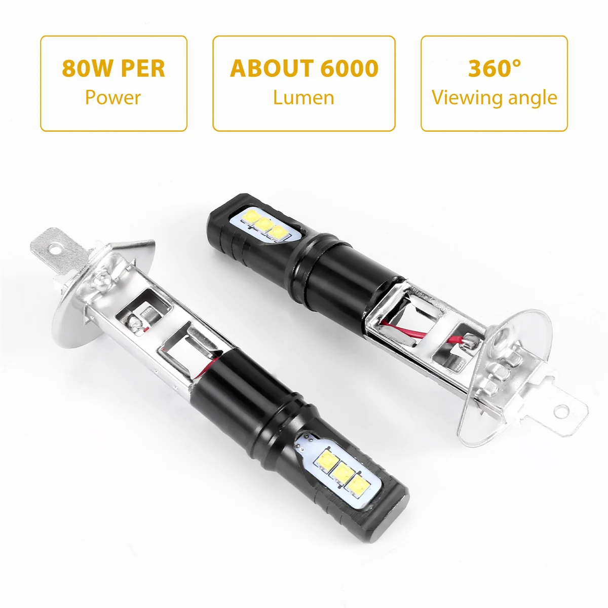 2X H1 6000K super nepopsaný bílá 6000LM DRL LED světlomet cibule souprava high-beam