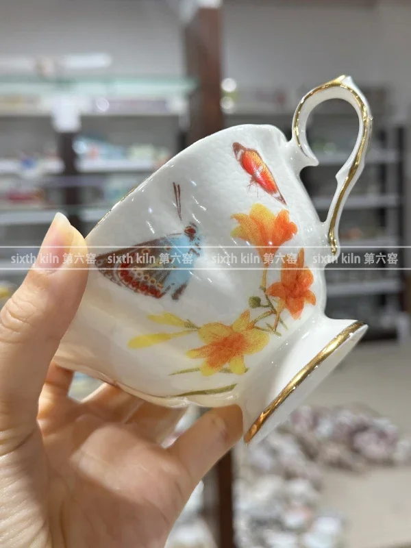 Taza y platillo  café Retro, juego  té  flores  té  la tar inglés clásico creativo, servicio  café completo, Vajil