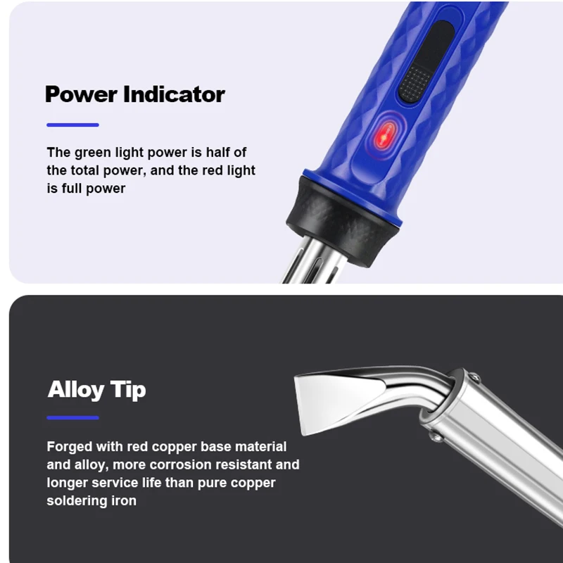 Soldador eléctrico inteligente de alta potencia, 80W/300W, calentamiento rápido, temperatura ajustable, soldadura de aleación