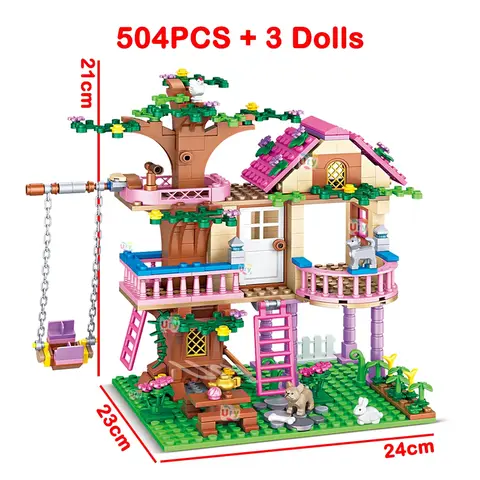 Friends City Trädhus Sommarsemester Villa Slott Byggklossar Set Figurer Trädgård DIY Leksaker för Barn Födelsedagspresent 8 best sales tegelsten leksak - №2