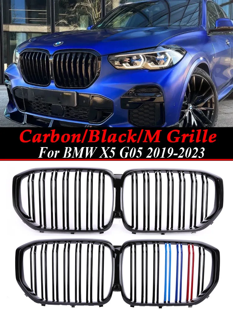 

X5M Front Bottom Kidney Bumper Grille Carbon Fiber Pattern Facelift Grills For BMW X5 Series G05 F95 2019+ SUV Car Accessories