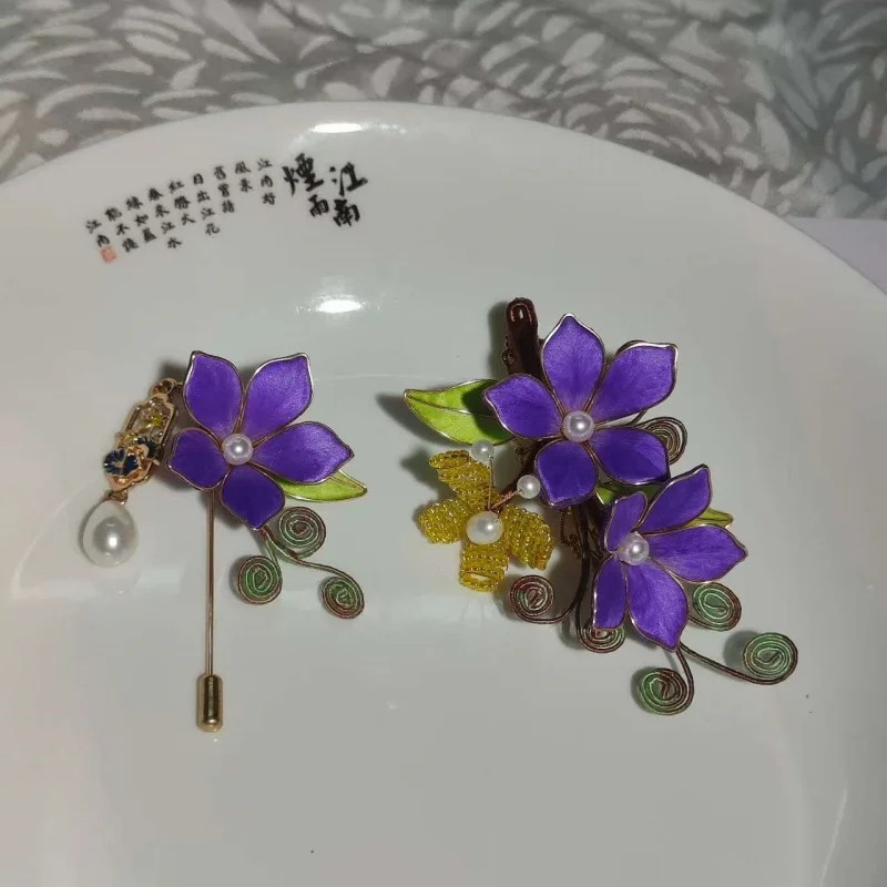 

Женская бархатная заколка для волос с цветком утренней славы, головной убор ханьфу, брошь в древнем китайском стиле, аксессуар для волос